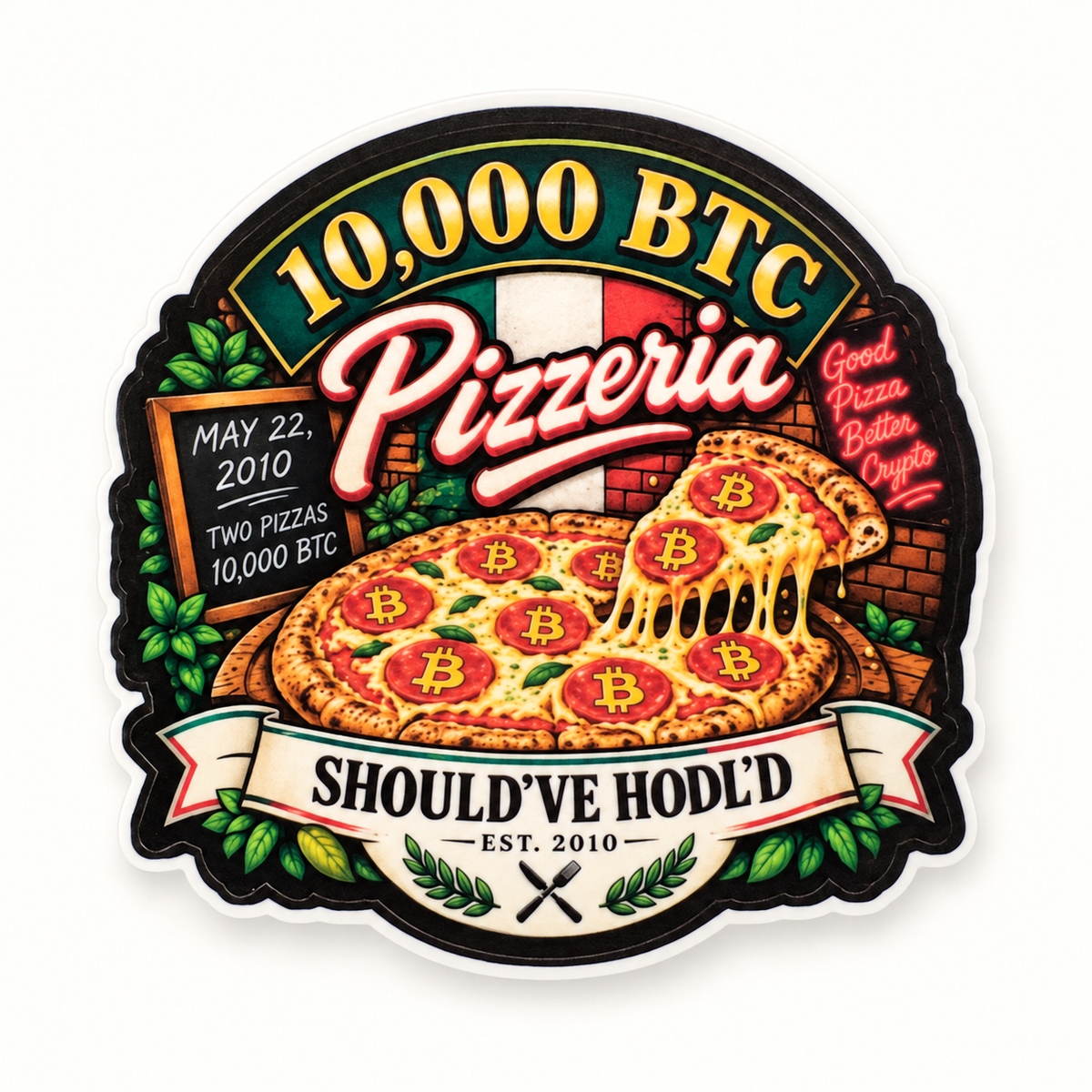 Bitcoin Pizza Day 10,000 BTC Should've HODL'd sticker product photo